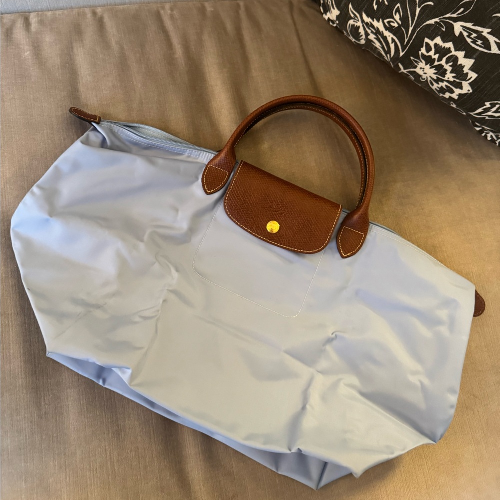 Longchamp -  Blue and Brown medium tote bag